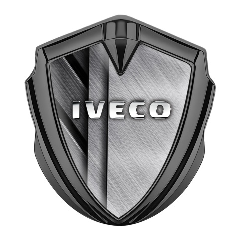 Iveco Metal Emblem Self Adhesive Graphite Brushed Steel Chromed Logo