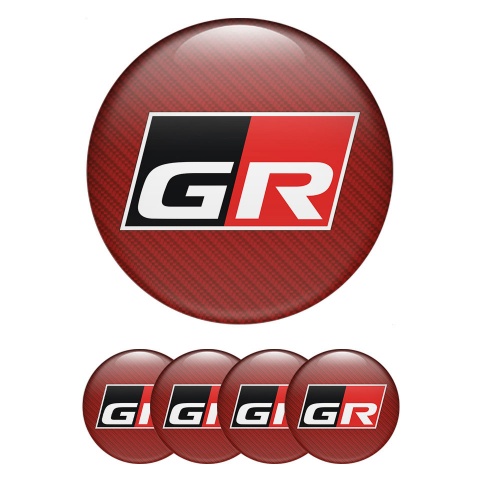 Toyota Silicone Stickers GR Emblem for Wheel Caps Red Carbone