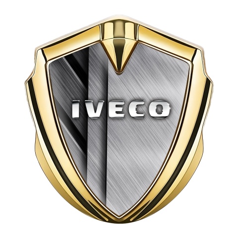 Iveco Metal Emblem Self Adhesive Gold Brushed Steel Chromed Logo