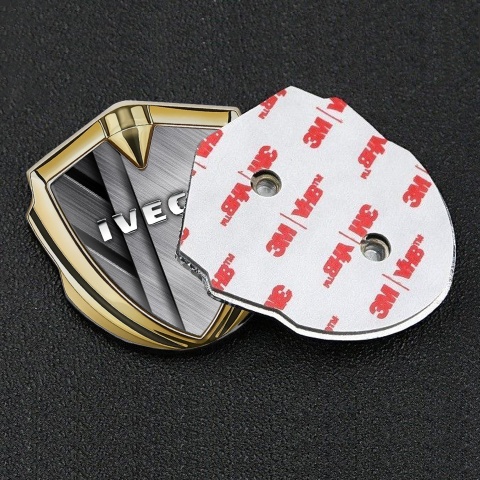 Iveco Metal Emblem Self Adhesive Gold Brushed Steel Chromed Logo