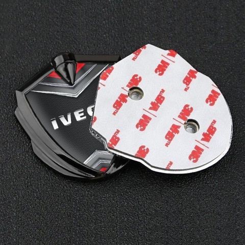 Iveco Emblem Self Adhesive Graphite Dark Mesh Chrome Elements Logo