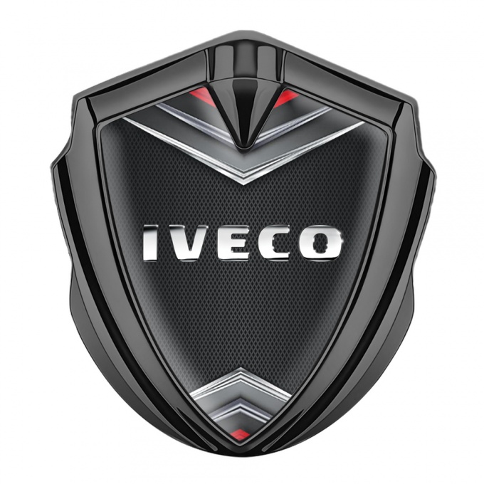 Iveco Emblem Self Adhesive Graphite Dark Mesh Chrome Elements Logo