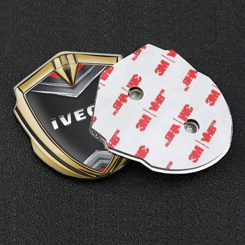 Iveco Emblem Self Adhesive Gold Dark Mesh Chrome Elements Logo