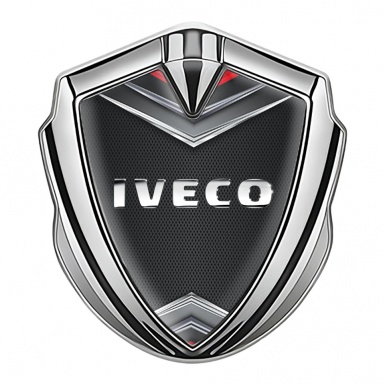 Iveco Emblem Self Adhesive Silver Dark Mesh Chrome Elements Logo