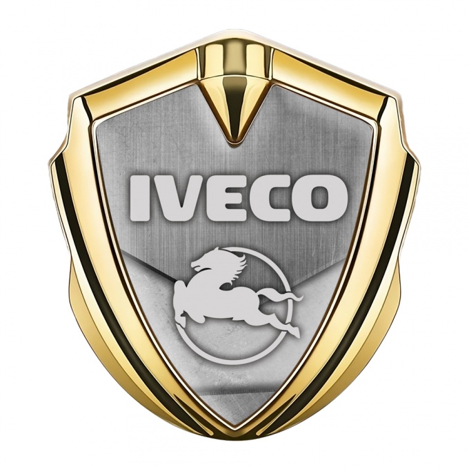 Iveco Emblem Badge Self Adhesive Gold Concrete Texture Pegaso Symbol