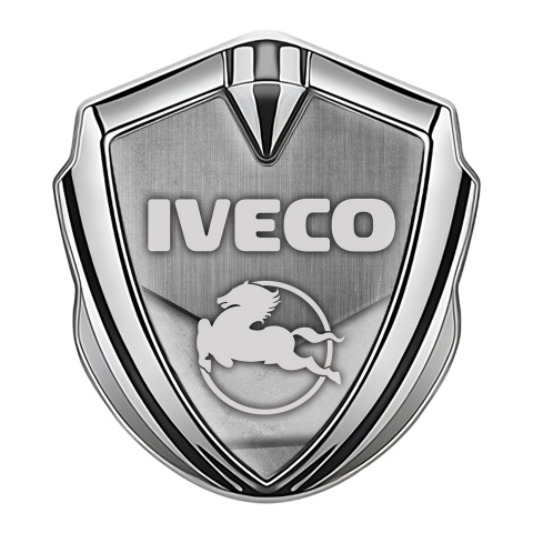 Iveco Emblem Badge Self Adhesive Silver Concrete Texture Pegaso Symbol