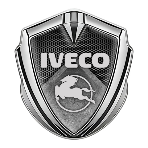 Iveco Emblem Fender Badge Silver Grey Hex Stone Slab Pegaso Symbol