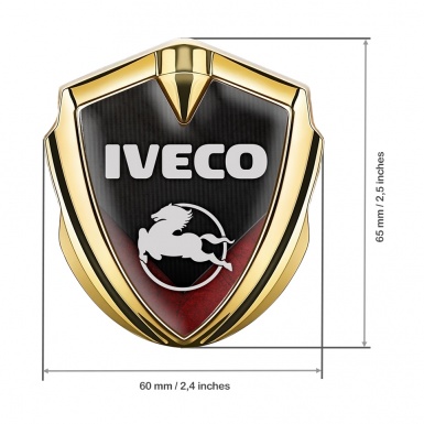 Iveco Metal Emblem Self Adhesive Gold Red Fin Element Pegaso Logo