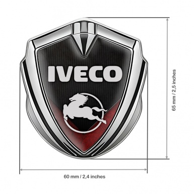 Iveco Metal Emblem Self Adhesive Silver Red Fin Element Pegaso Logo