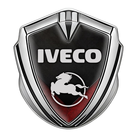 Iveco Metal Emblem Self Adhesive Silver Red Fin Element Pegaso Logo