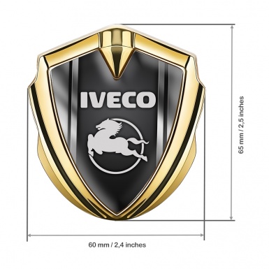 Iveco Emblem Trunk Badge Gold Black Base Steel Frame Pegaso Logo