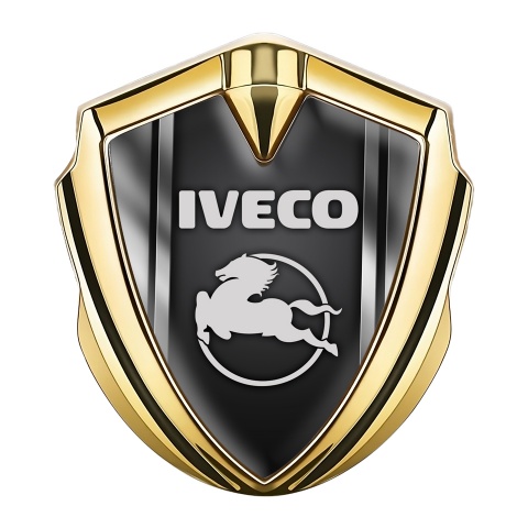 Iveco Emblem Trunk Badge Gold Black Base Steel Frame Pegaso Logo