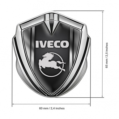 Iveco Emblem Trunk Badge Silver Black Base Steel Frame Pegaso Logo