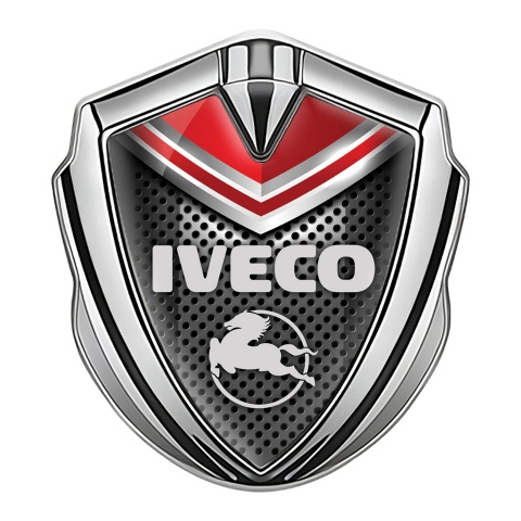 Iveco Domed Emblem Silver Dark Mesh Red Fragment Pegaso Symbol