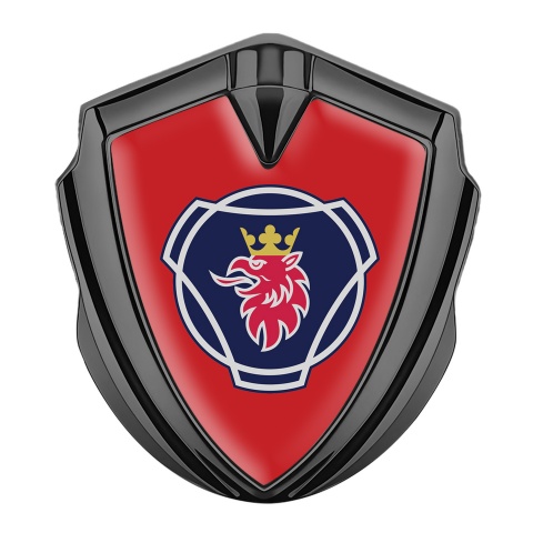 Scania Emblem Truck Badge Graphite Red Background Big Griffin Logo