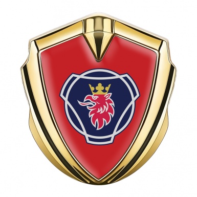 Scania Emblem Truck Badge Gold Red Background Big Griffin Logo