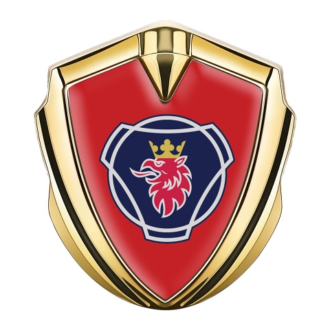Scania Emblem Truck Badge Gold Red Background Big Griffin Logo