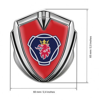 Scania Emblem Truck Badge Silver Red Background Big Griffin Logo