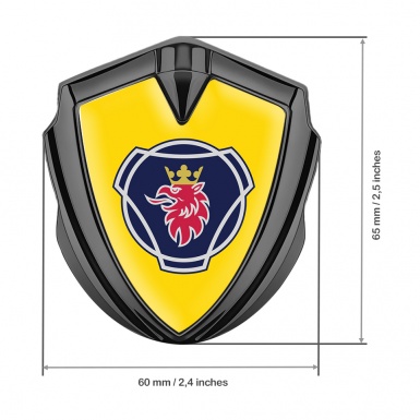 Scania Emblem Truck Badge Graphite Yellow Background Big Griffin Logo