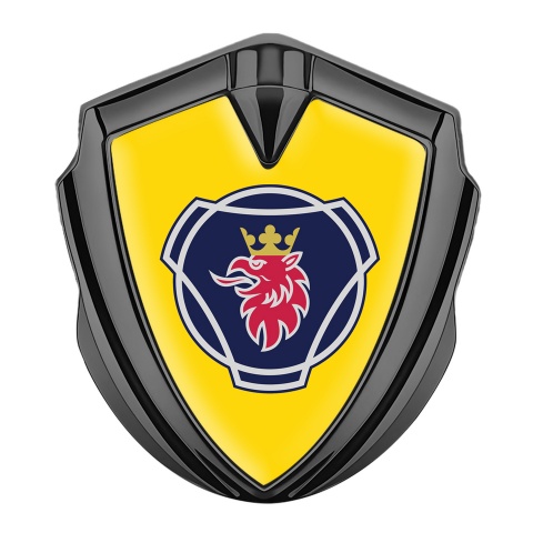 Scania Emblem Truck Badge Graphite Yellow Background Big Griffin Logo