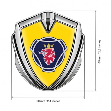 Scania Emblem Truck Badge Silver Yellow Background Big Griffin Logo