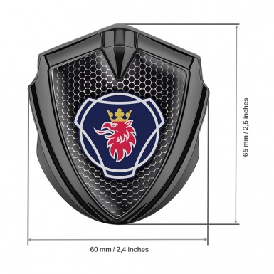 Scania Metal Domed Emblem Graphite Perforated Grate Big Griffin Logo