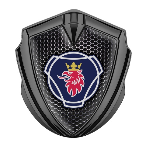 Scania Metal Domed Emblem Graphite Perforated Grate Big Griffin Logo