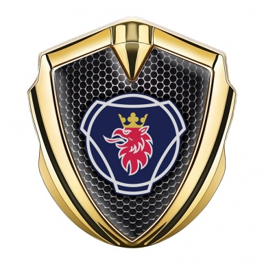 Scania Metal Domed Emblem Gold Perforated Grate Big Griffin Logo