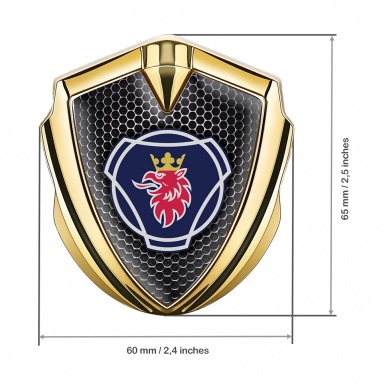 Scania Metal Domed Emblem Gold Perforated Grate Big Griffin Logo