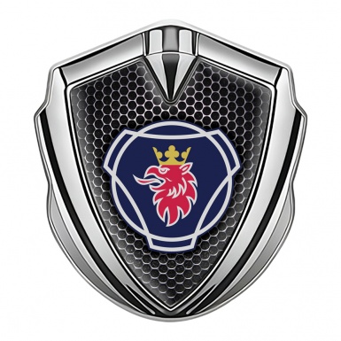 Scania Metal Domed Emblem Silver Perforated Grate Big Griffin Logo