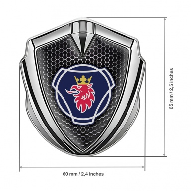 Scania Metal Domed Emblem Silver Perforated Grate Big Griffin Logo