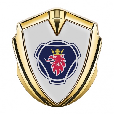 Scania Badge Self Adhesive Gold Grey Base Big Griffin Symbol