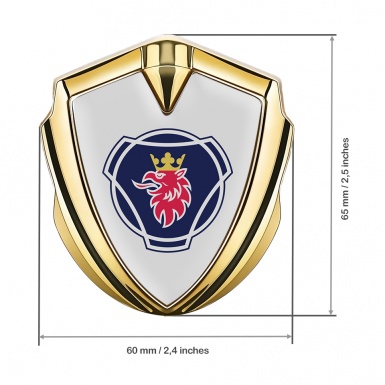 Scania Badge Self Adhesive Gold Grey Base Big Griffin Symbol