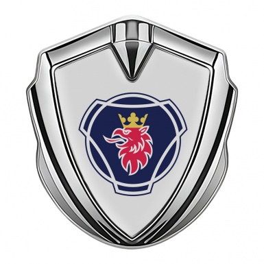 Scania Badge Self Adhesive Silver Grey Base Big Griffin Symbol