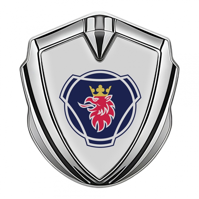 Scania Badge Self Adhesive Silver Grey Base Big Griffin Symbol