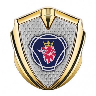 Scania Emblem Badge Self Adhesive Gold Grey Hex Blue Griffin Logo