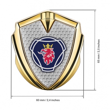 Scania Emblem Badge Self Adhesive Gold Grey Hex Blue Griffin Logo