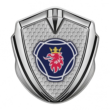 Scania Emblem Badge Self Adhesive Silver Grey Hex Blue Griffin Logo