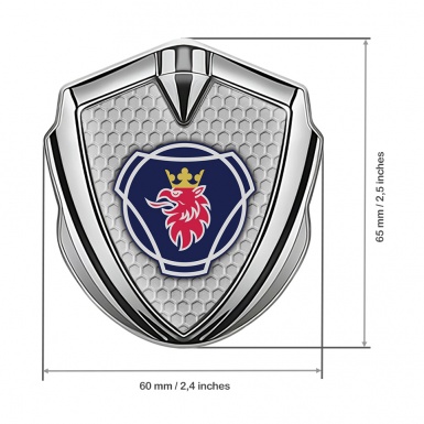 Scania Emblem Badge Self Adhesive Silver Grey Hex Blue Griffin Logo