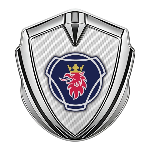 Scania Emblem Fender Badge Silver White Carbon Blue Griffin Edition