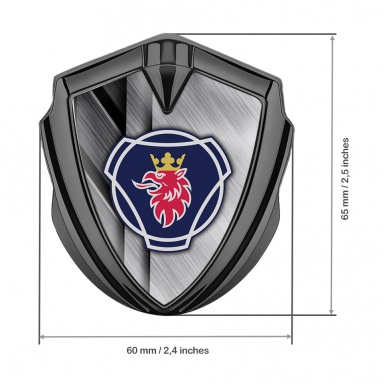 Scania Emblem Trunk Badge Graphite Brushed Steel Blue Griffin Logo