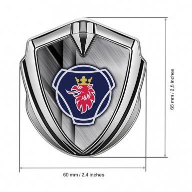 Scania Emblem Trunk Badge Silver Brushed Steel Blue Griffin Logo