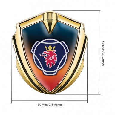 Scania Emblem Self Adhesive Gold Color Gradient Blue Griffin Edition