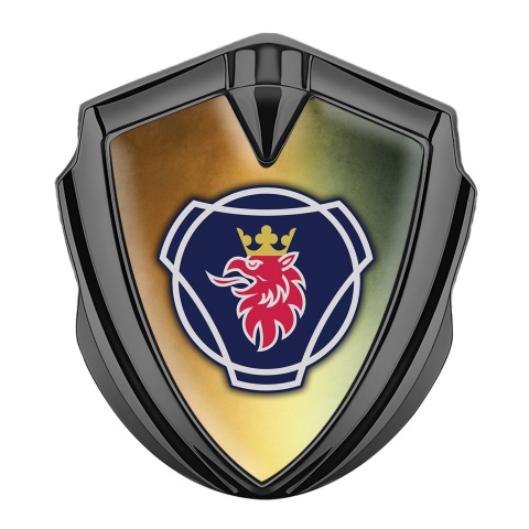 Scania Emblem Badge Graphite Copper Gradient Big Griffin Logo Design