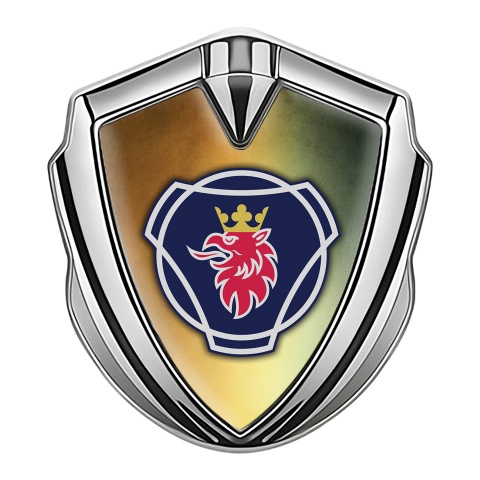 Scania Emblem Badge Silver Copper Gradient Big Griffin Logo Design