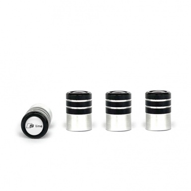 Audi S line Valve Caps 4 pcs White Silicone Sticker with Black Logo