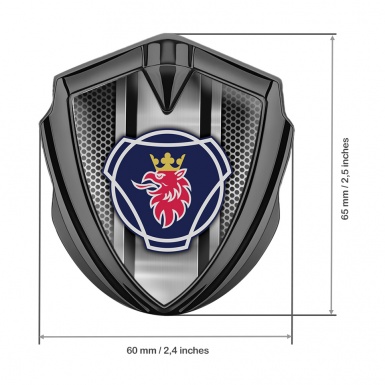 Scania Emblem Truck Badge Graphite Steel Mesh Classic Griffin Logo Motif