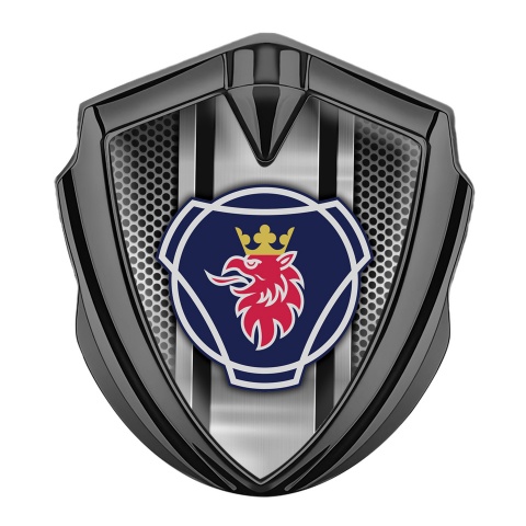 Scania Emblem Truck Badge Graphite Steel Mesh Classic Griffin Logo Motif