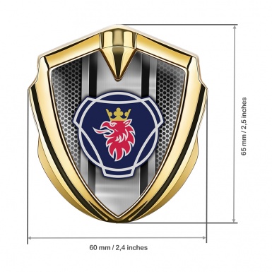 Scania Emblem Truck Badge Gold Steel Mesh Classic Griffin Logo Motif