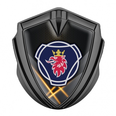 Scania Domed Badge Graphite Orange Hex Lights Classic Griffin Logo Motif